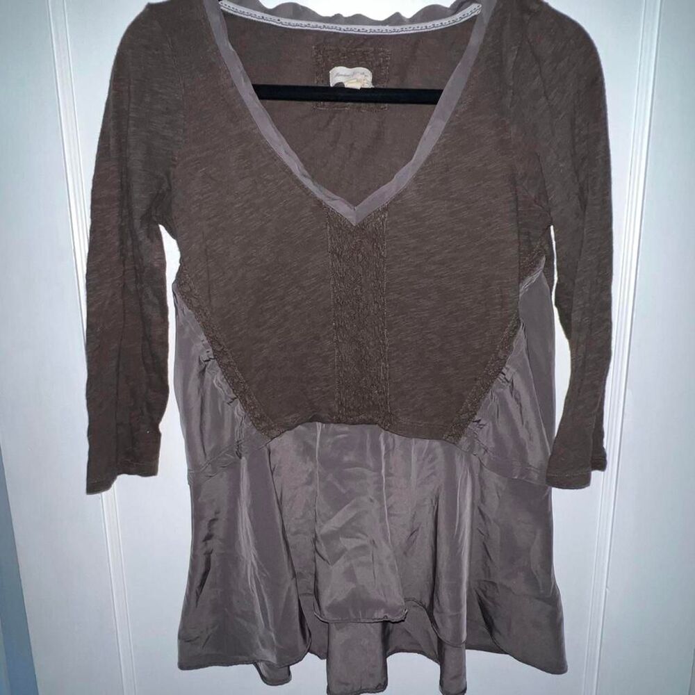 Meadow-rue Women's Brown and Grey Shirt SZ Small